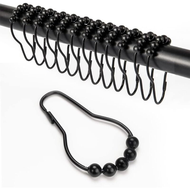 12 Stück Duschvorhanghaken, Duschvorhangringe mit Gleitsystem, rostfreie Gardinenstangenringe, Duschvorhangringe für Türvorhang, Fenstervorhang