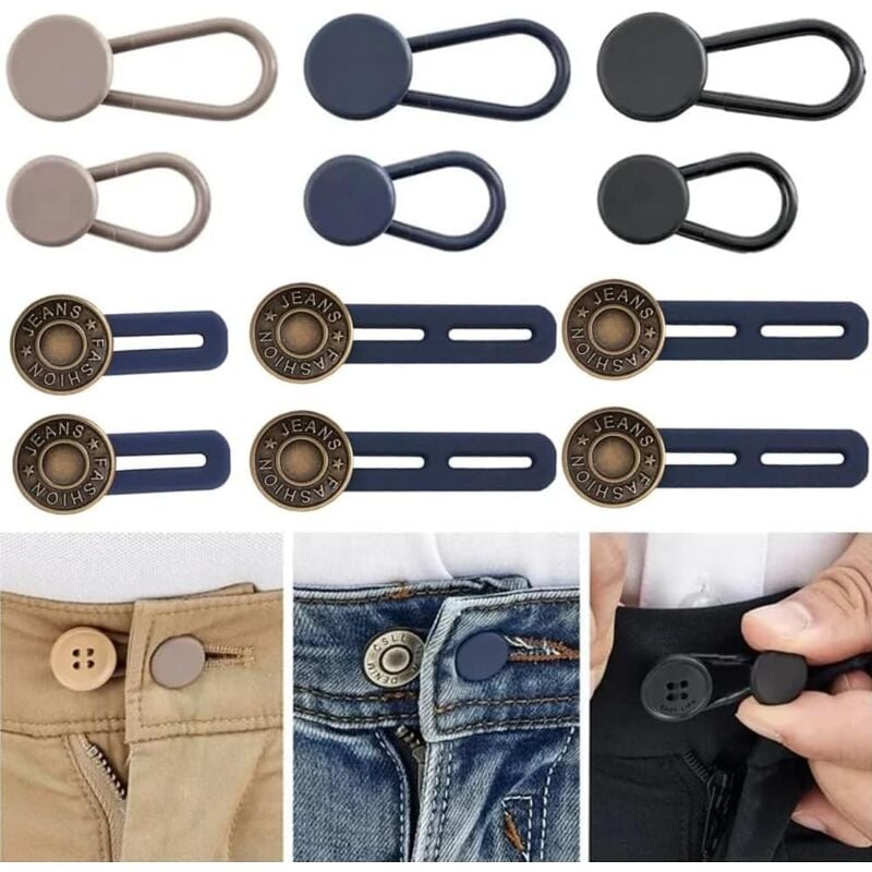 12 Stück Hosenbunderweiterung Knopf,Hosen Expander Button,Jeans Einziehbare Knöpfe,Verstellbarer Hosenknopf Verlängerung,für Jeans Hosen,