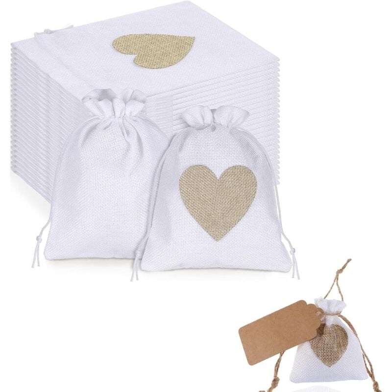 12 Stück Jutebeutel Klein, 8 x 10 cm, Reinweiß – Perfekt für Geschenke, Handwerksprojekte & Feiern, Kleine Geschenktüten, Säckchen zum Befüllen,