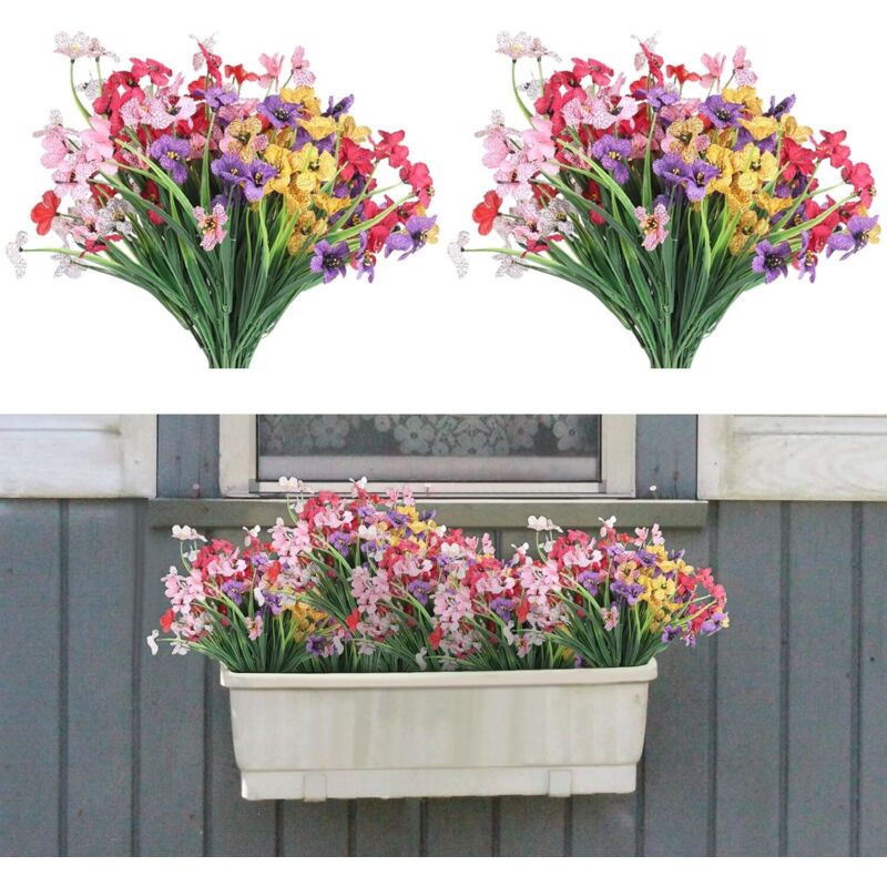 12 Stück Kunstblumen Draußen Künstliche Blumen wie Echt Veilchen Kunstpflanzen Außen Seidenblumen Blumenstrauß Fake Flowers für Balkon Garten Topf
