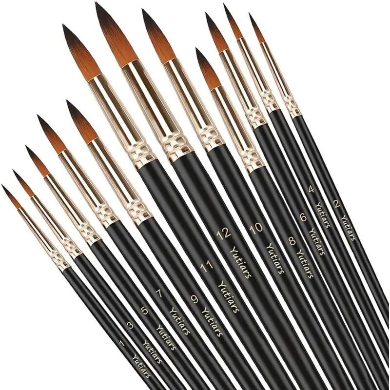 Bluedeer - 12 Stück Künstlerpinsel Pinsel Set Modellbau Pinsels für Malen nach Zahlen Acrylfarben und Aquarellmalerei Hochwertige Pinsel ohne
