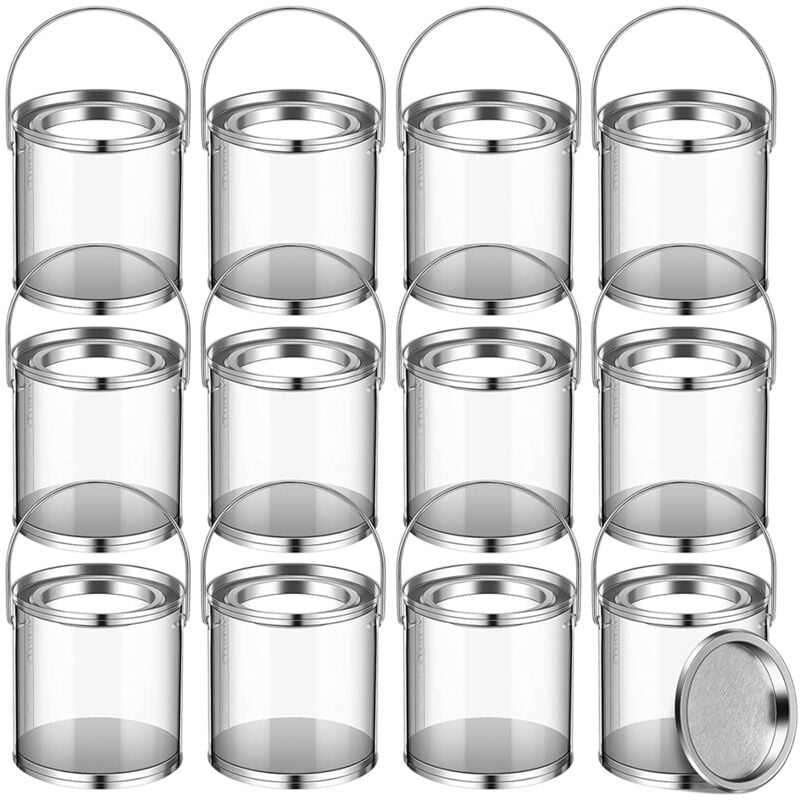 12 StüCk Mini-Farbdosen Aus Durchsichtigem Kunststoff, Kleine Leere Farbdosen für Bastelarbeiten, SüßIgkeiten, DIY-Projekte, Partygeschenk,