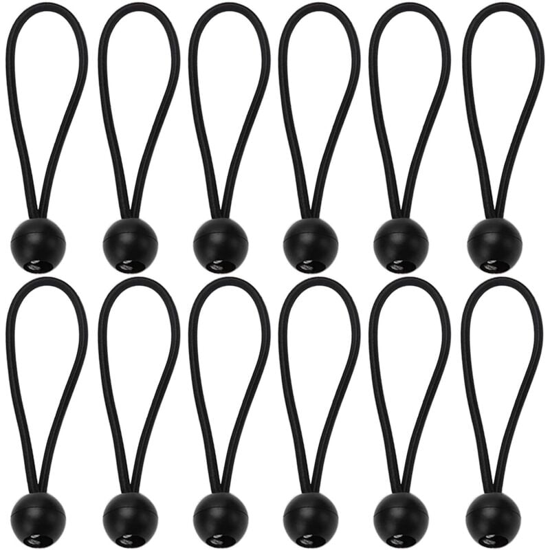 12 Stück Planenspanner mit Kugel, Kabelbinder, Elastikspanner, Gummispanner für Planenträger, Banner, Gardinen, Verlängerungsgeschirr, 15cm