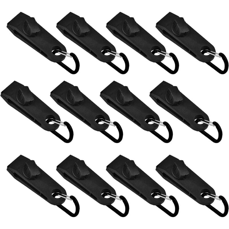 12 Stück robuste Planenklammern aus Kunststoff in D-Form für Markisen, Camping, Garten, Planen