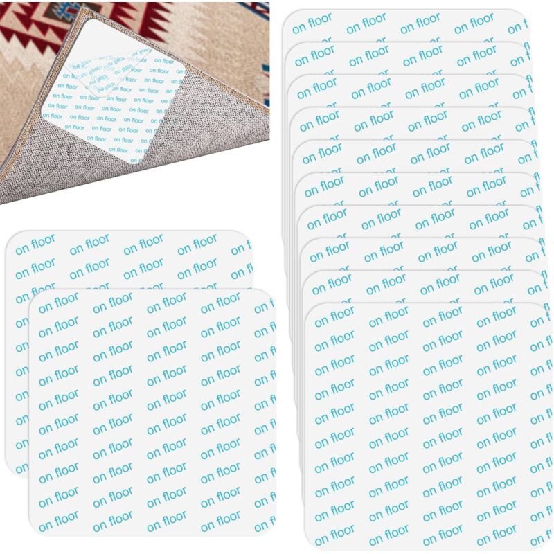 12 Stück rutschfeste Teppichstopper, wiederverwendbare und waschbare Anti-Rutsch-Teppiche für Hartholzböden, Teppiche und Läufer, weiß, 10 x 10 cm