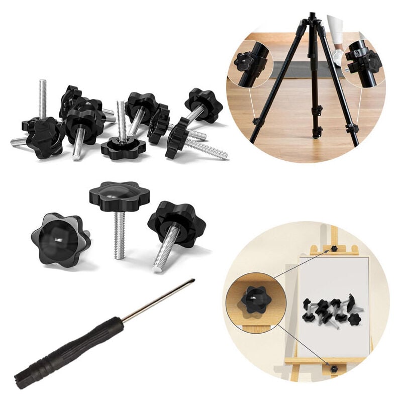 Bluedeer - 12 Stück Torx-Schrauben, Schrauben mit Griff M6 x 30 mm, Rändelschrauben M6, Torx-Kopfschrauben, Torx-Griffmuttern, Maschinenklemmknöpfe,