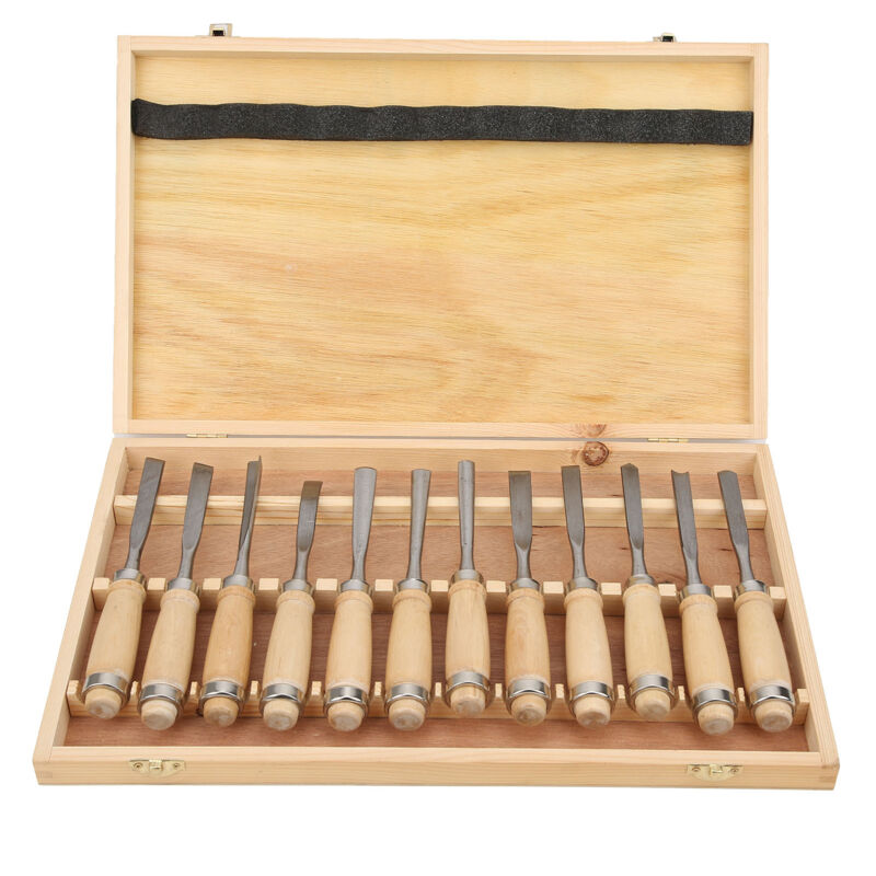 12-teiliges Holzschnitzwerkzeug-Set, Holzmeißel-Set mit Holzgriffen und Spule, Schnitzmesser, Schnitzwerkzeug für Anfänger, Graveure und Künstler