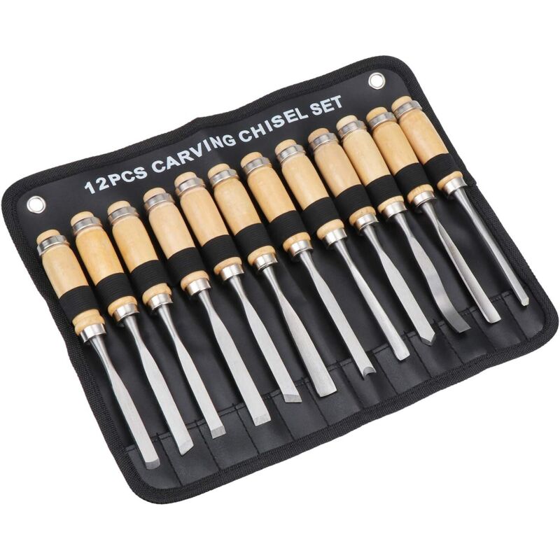 12-teiliges Tischler-Schnitzmesser-Set, Holzmeißel, ideal für Anfänger in der Heimwerker-Kunsthandwerk-Ton-Holzbearbeitung
