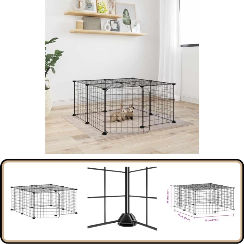 Vidaxl - 12-tlg. Haustierkäfig mit Tür Schwarz 35x35 cm Stahl - Haustierkäfig - Kleintiergehege - Kaninchenstall - Hamsterkäfig - Vogelkäfig