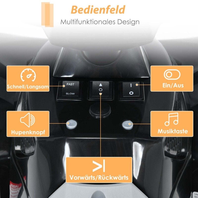 12 v elektro quad fur kinder mit musik hupe led leuchten