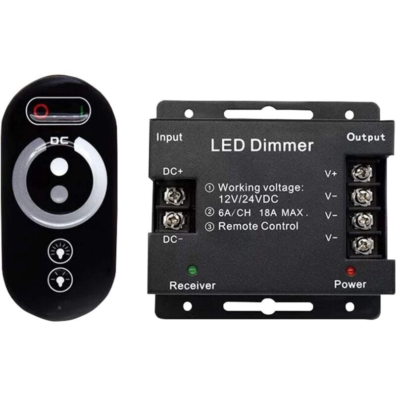12 V kabelloser LED-Touch-Dimmschalter – 12 V DC mit Fernbedienung für alle DC-dimmbaren LED-Lampen – 18 A kabelloser Touch-Dimmer