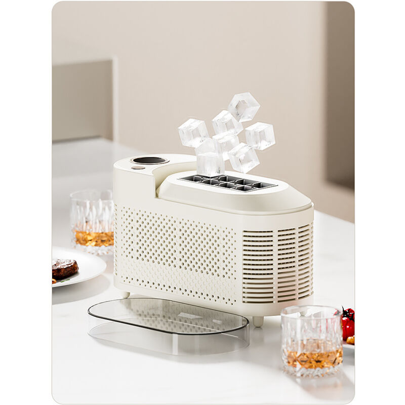 Sjqka - 12 v Mini-Eismaschine, Cremeweiß, 25 × 18 × 17 cm, leichtes Design, mit Auto-Ladekabel, 1800 g Eismaschine, Reisebegleiter