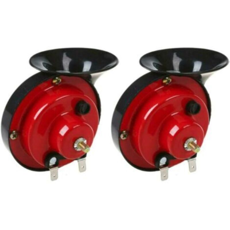 Jalleria - 12 v Universal-Autohupe, Fahrradhupe, 110 dB LKW-Hupe, wasserdichte Zughupe, Luft-Nebelhupe für lkw, Auto, Motorrad, Boot und Fahrrad (rot)