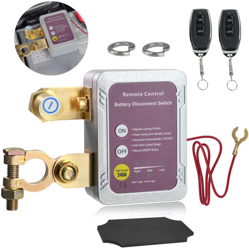 12 V/24 V 240 A Fern-Batterietrennschalter, Autobatterie-Trennschalter, Notausschalter, Diebstahlschutz, Entladeschutz mit kabelloser Fernbedienung,