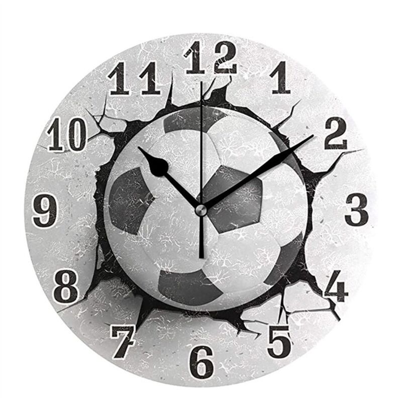 12 Zoll Fußball Wand Riss Uhr Runde Stumm Quarz Tisch Schlafzimmer Wohnzimmer Hause Dekoration Uhr