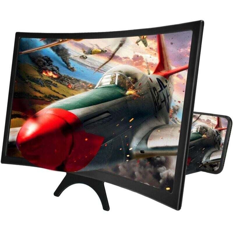 12-Zoll-Smartphone-Bildschirmvergrößerung, 3D-HD-Vergrößerungsverstärker mit gebogenem Design für Filme und Videos, faltbarer Handyständer mit