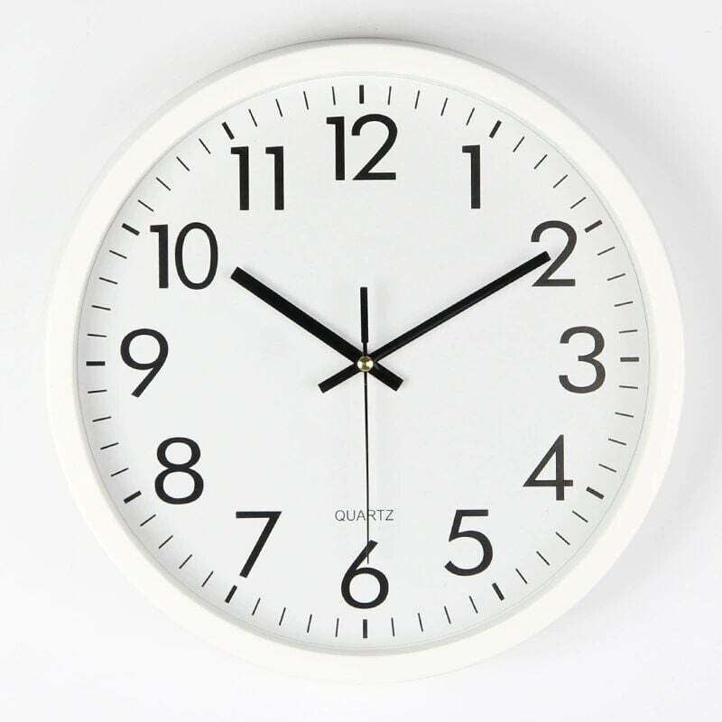 12 Zoll Wanduhr, 3D Digital Quarz Leise Nicht Tickende Runde Wanduhr, Weiß