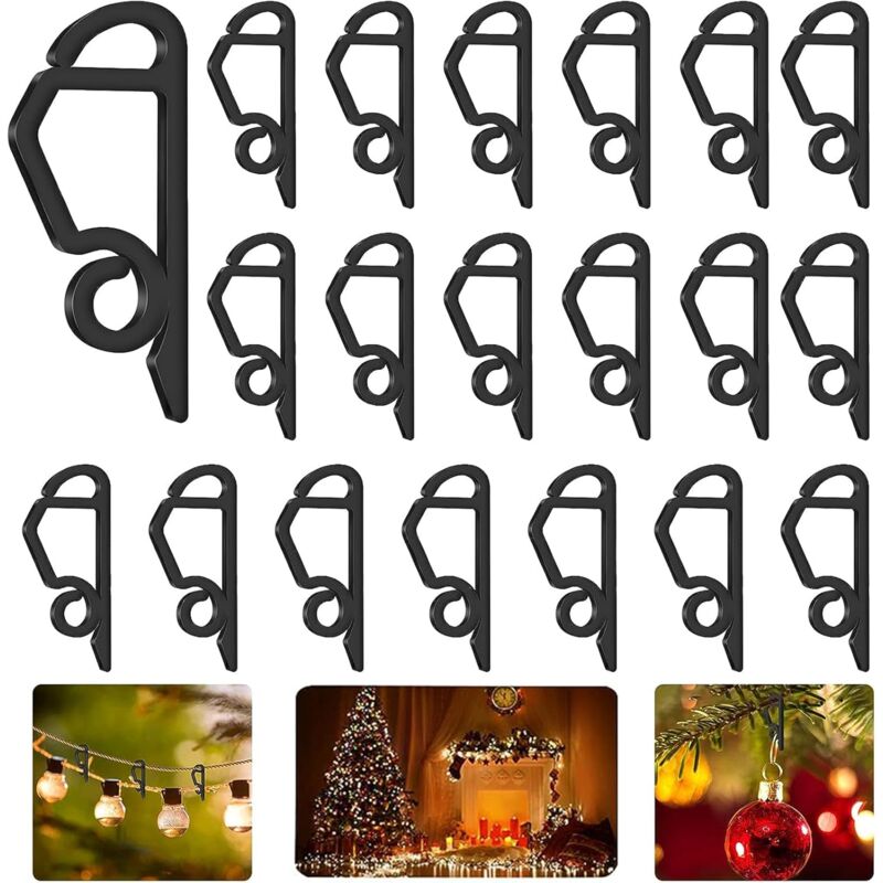 120 Stück Weihnacht Licht Clips, Dachrinnenhaken für Lichterketten, Schwarz, Polypropylen (pp), Guttermontagehaken für Lichterketten