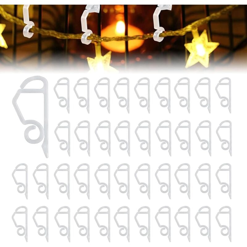 Bluedeer - 120 Stück Weihnacht Licht Clips, Dachrinnenhaken für Lichterketten,Weihnachtslicht Clips für Weihnachtsaußenbeleuchtung Dekoration,