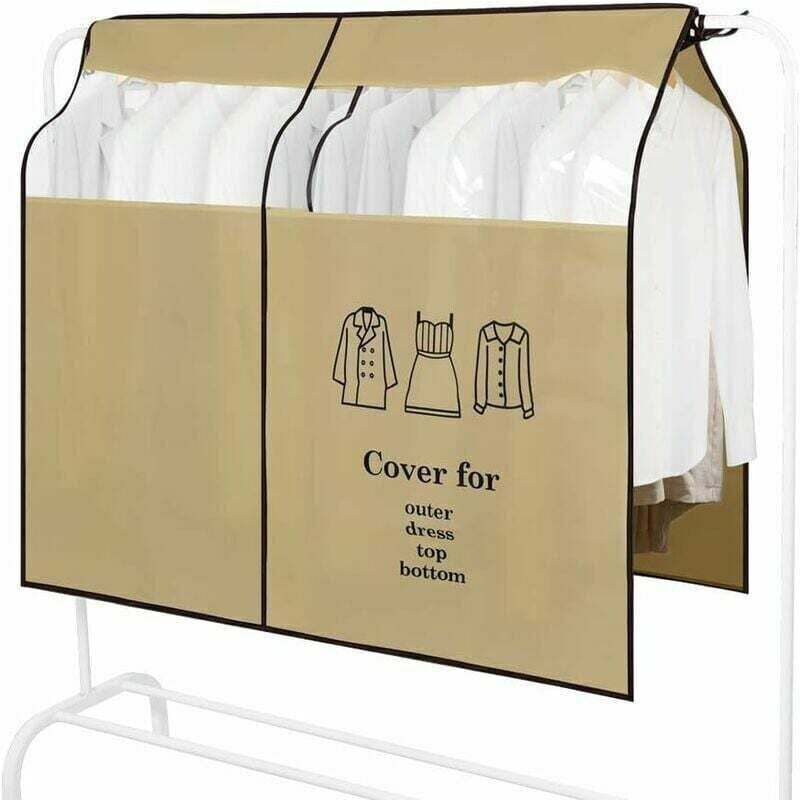 (120 x 110 cm, Braun) Staubdichte Kleiderhülle, Kleiderständerabdeckung mit Sichtfenster, universelle Kleiderhülle, Schutzhülle für Hemden, Kleider,