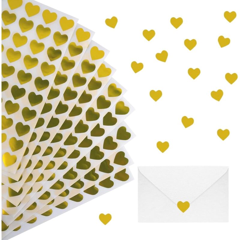Bluedeer - 1200 Blatt Gold Herz Aufkleber Selbstklebende Aufkleber für Scrapbooking Verzierung Valentinstag Liebe Dekorative Aufkleber Geschenke