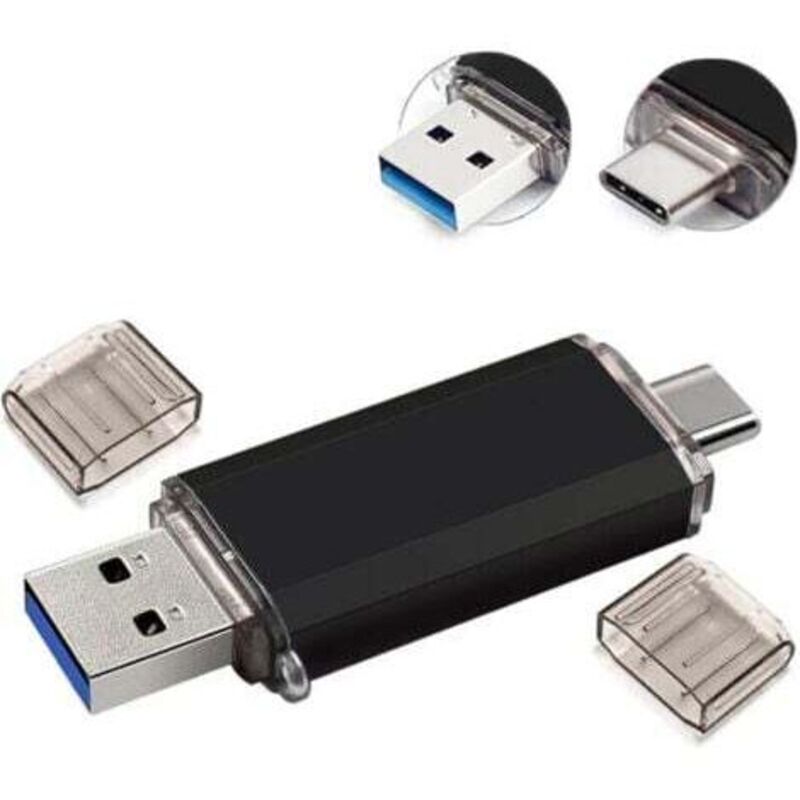 128 GB USB 3.0-Stick, 64 GB schneller USB 3.0-Stick, USB-Stick mit zwei Anschlüssen, Typ-C-Speicherstick für Smartphones, Tablets und Computer,