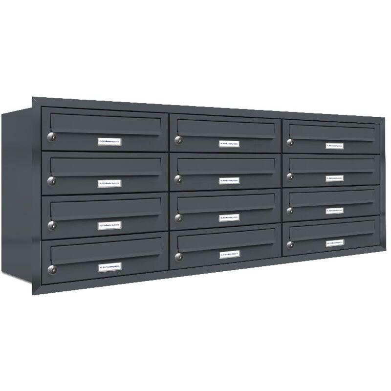 12er Briefkasten Anlage Unterputz Montage RAL 7016 Anthrazit