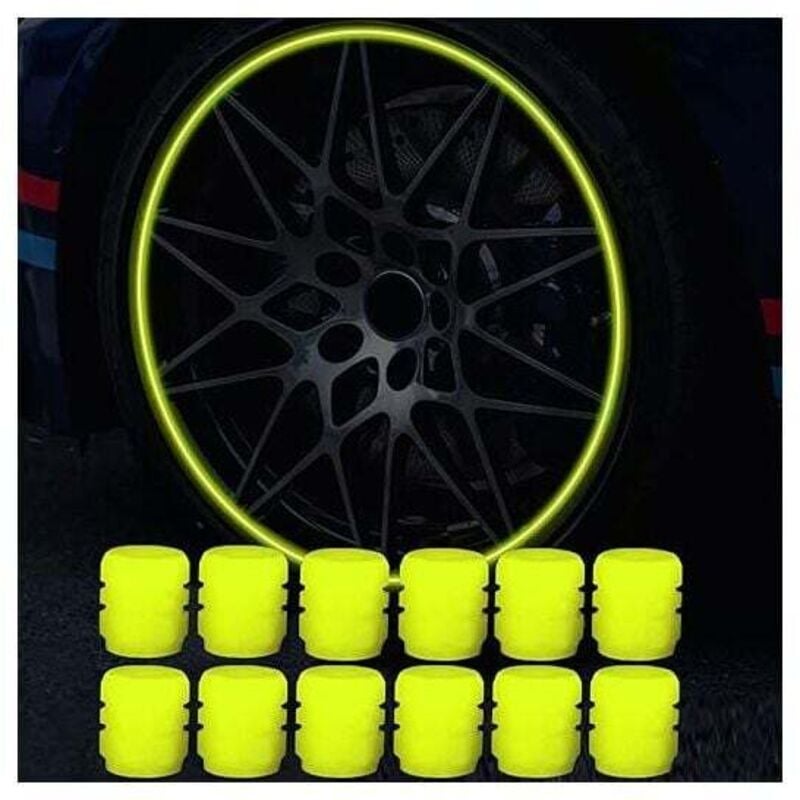 12er-Pack fluoreszierende Autoreifen-Ventilkappen, universell leuchtende Autoreifen-Ventilkappen, staubdichte Autokappe für Auto, suv, Motorrad, lkw