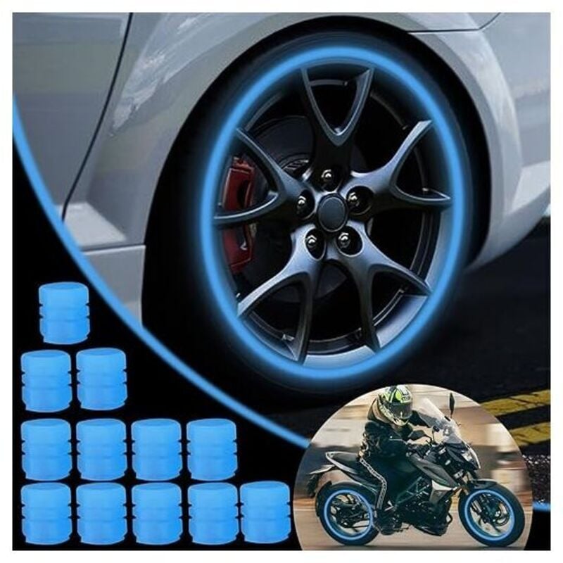 12er-Pack fluoreszierende Autoreifen-Ventilkappen, universelle leuchtende Autoreifen-Ventilschaftkappen, Auto-Staubkappe für Auto, suv, Motorrad, lkw