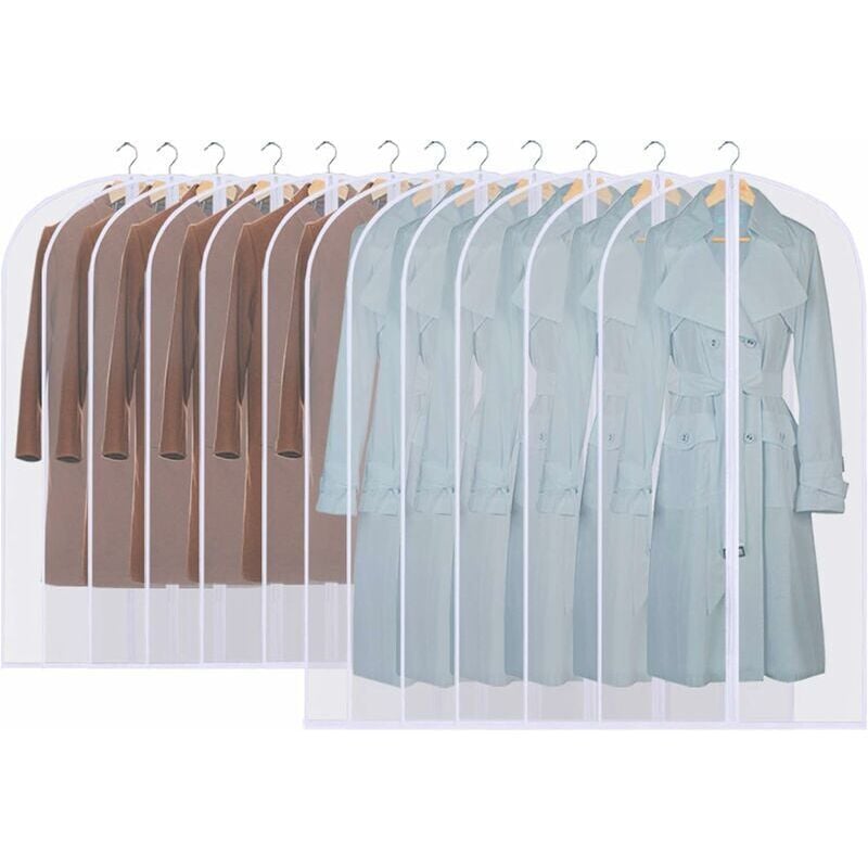 12er Pack Kleidersäcke Lang 60x120/100cm Transparent Anzughülle Kleiderschutzhülle Kleidersack Kleiderhülle Abendkleid Brautkleid Mäntel Hemden Pr