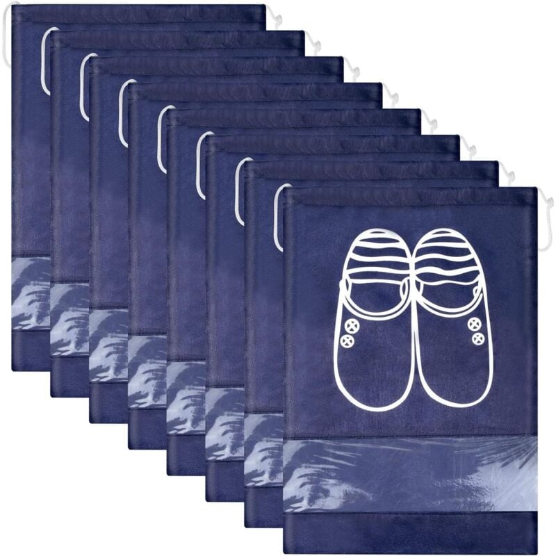 12er-Pack Reise-Schuhbeutel, atmungsaktive Reise-Schuhüberzüge, Organizer-Taschen, tragbar, staubdicht mit klarem Fenster (dunkelblau)