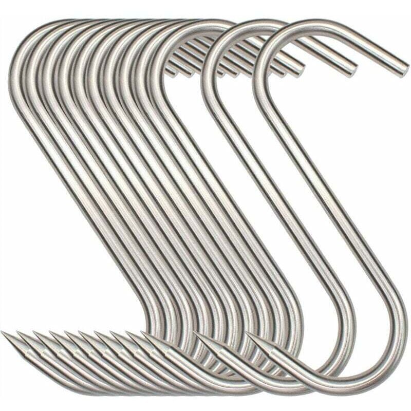 12er-Pack S-förmige Fleischerhaken – 15 cm – Edelstahl – Ideal zum Aufhängen von Fleisch, Fisch, Speck, Wurst usw.