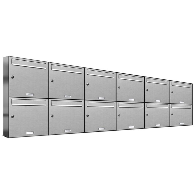 Al Briefkastensysteme - 12er V2A Edelstahl Wandbriefkasten Anlage 12 Fach Briefkasten Postkasten