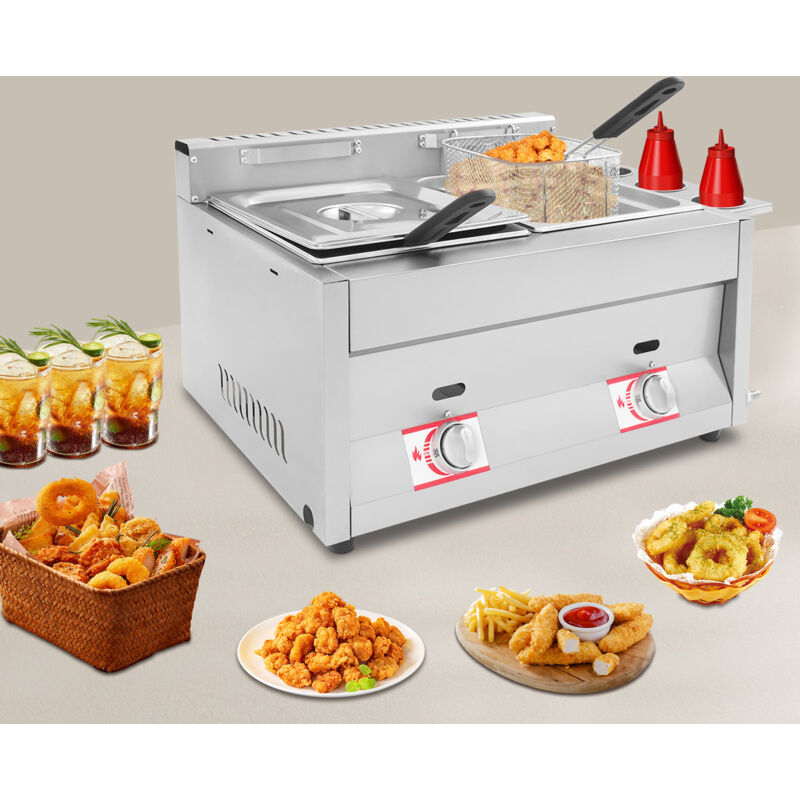 12L Commercial Countertop Gas Fryer Liquefied Petroleum Gas Fryer Cooker USA