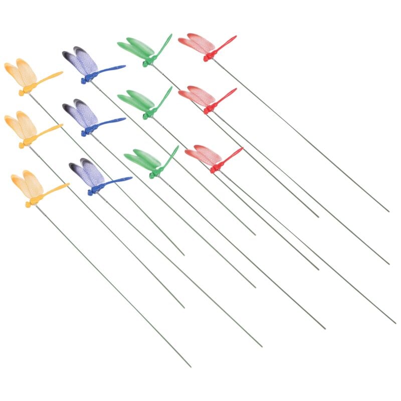 Tlily - 12Pcs Künstliche Libelle Schmetterlinge Garten Dekoration Outdoor Simulation Stakes Yard Anlage Rasen Decor Stick