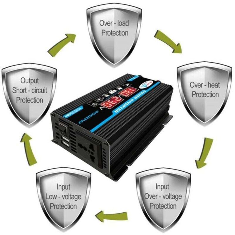 12 V 220 V 300 W reiner Sinus-Wechselrichter mit Fernbedienung und zwei AC-Steckdosen für LKW und Wohnmobil – RTGPT.
