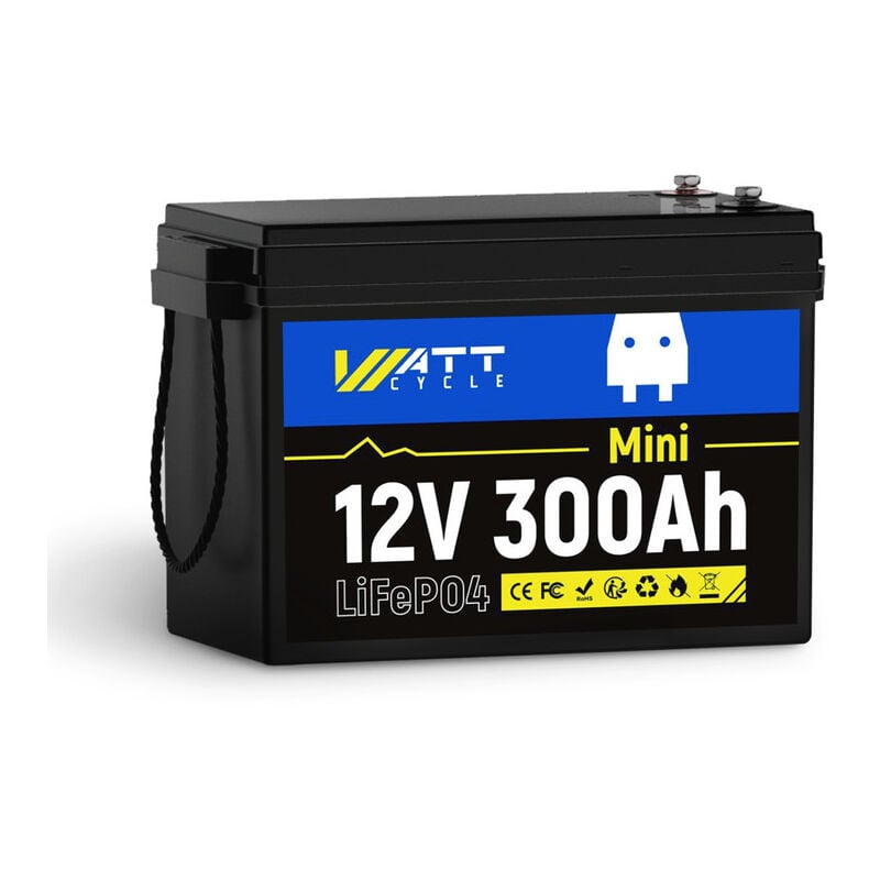 12V 300Ah LiFePO4 Lithium-Batterie mit 3480Wh & Ladegerät – Integrierter BMS-Schutz, bis zu 15.000 Zyklen – Für Wohnmobile, Solaranlagen, Boote &