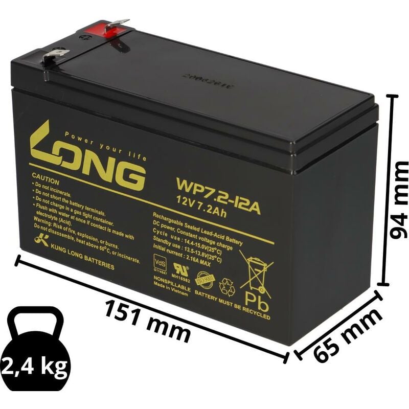 12V 7,2 Ah WP7,2-12A F2 kompatibel Weidezaun