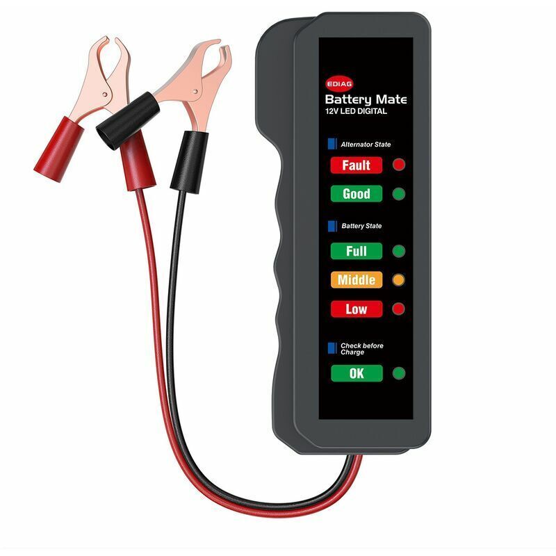 12V Autobatterie-Lichtmaschinentester, LED-Digital-Batterieladezustands-Lichtmaschine mit Kupferanalysator