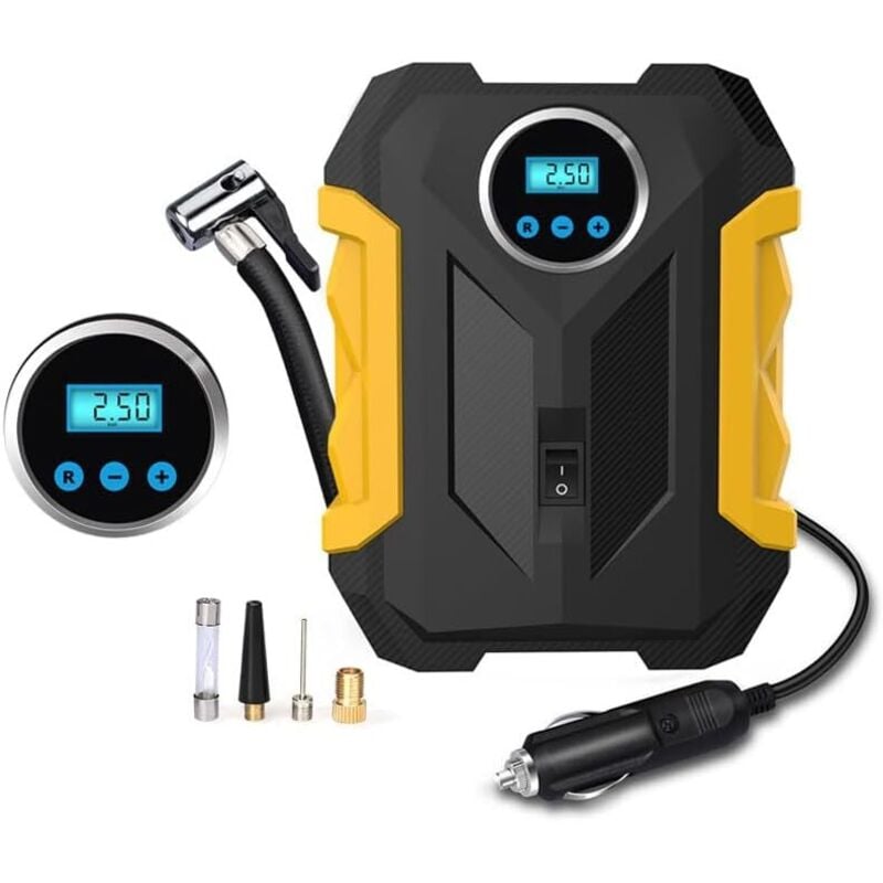 12V Kompressor, Tragbarer Luftkompressor, Autoluftpumpe, Mobiler Kompressor, 150 PSI Autoreifenpumpe mit Reifendruckmesser und LED-Licht, für Auto,