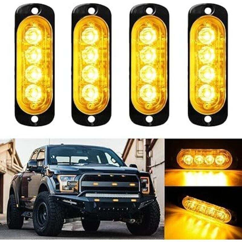 12V/24V Blitzleuchten, Seitenmarkierungsleuchten, 4 Stück 4 LEDs, blinkende Warnleuchten, Notlichtleiste für PKW, LKW, Anhänger, Traktor, Bagger,