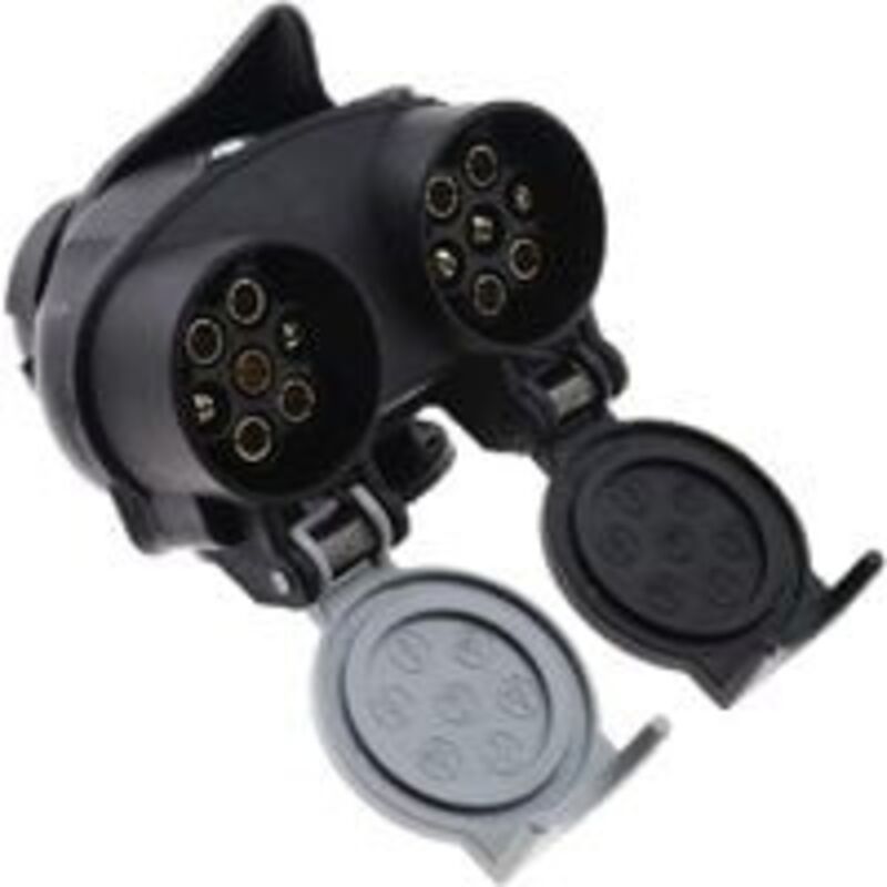 13- auf 7-poliger 12N/12S Dual-Eurostecker-Adapter für Auto, Anhänger, LKW, Anhängerkupplung, 12V wasserdicht, schwarz