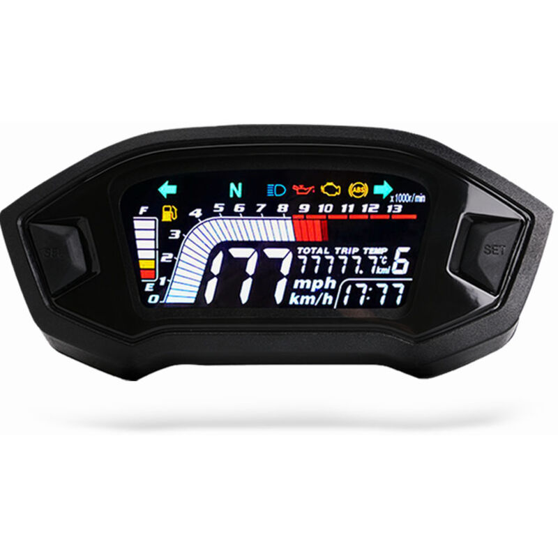 13000 U/min Universal-Motorrad-Drehzahlmesser mit digitaler LCD-Hintergrundbeleuchtung, digitaler LCD-Drehzahlmesser für Motorräder, Kilometerzähler