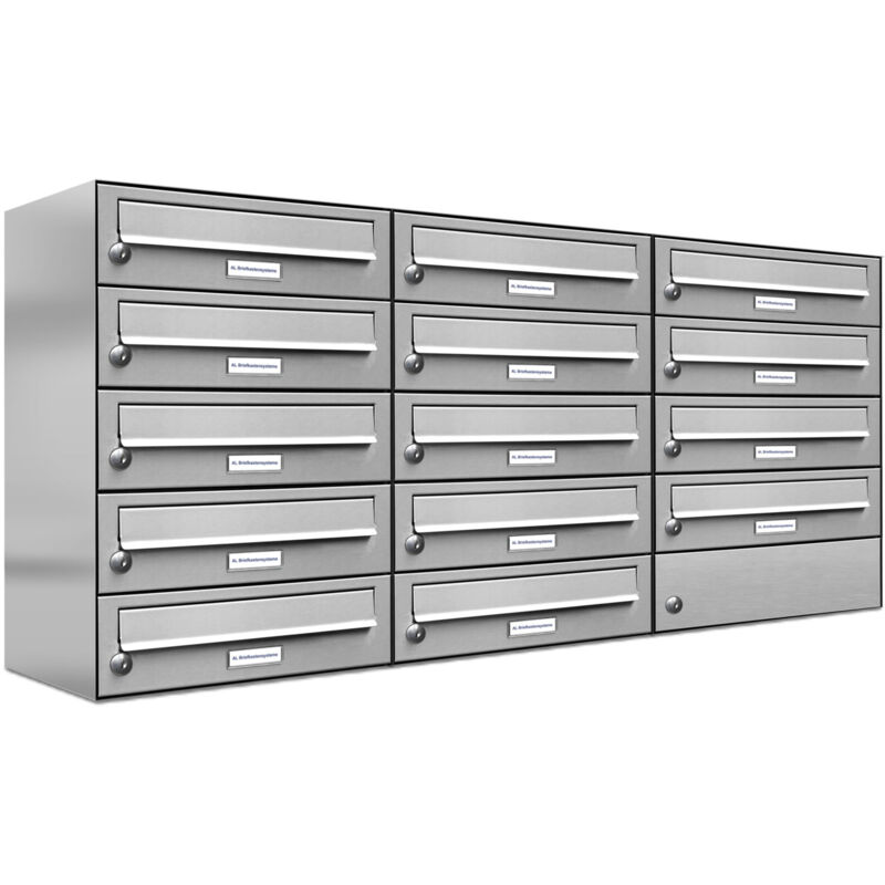 Al Briefkastensysteme - 14er Edelstahl Briefkasten Anlage 14 Fach Wandbriefkasten Postkasten