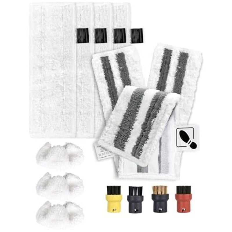 14er-Pack für Kärcher Dampfreiniger, Zubehör für Kärcher Dampfreiniger SC2, SC3, SC4, SC5, Easyfix, 4 Bodentücher, 3 Schleifpads, 3 Handtücher, Düse,