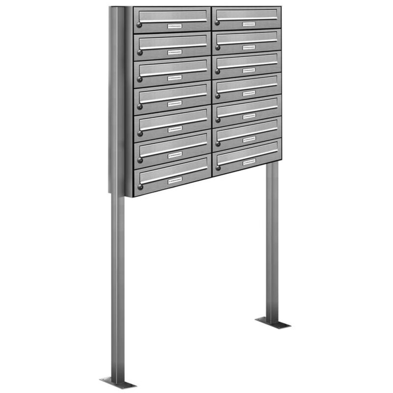 Al Briefkastensysteme - 14er V2A Edelstahl Standbriefkasten Anlage Freistehend