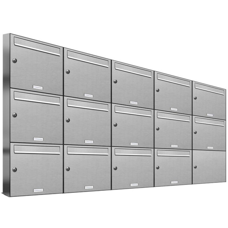 Al Briefkastensysteme - 14er V2A Edelstahl Wandbriefkasten Anlage 14 Fach Briefkasten Postkasten