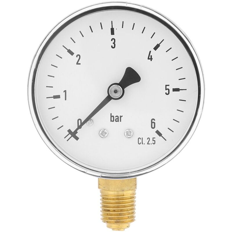 Memkey - 1/4'NPT 0-6 bar Luft-Wasser-Manometer, seitlich montiertes Manometer für Wasser-Luft-Öl-Zifferblattinstrument