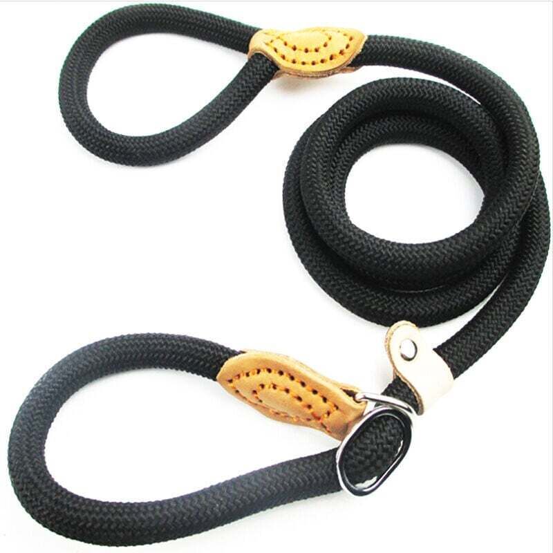 1,5 m lange Nylon-Hundeleine, schwarze Seil-Hundeleine, Trainingsleine für Hunde, Gleitleine, Lasso-Leine für Hunde, Hundehalsband-Leine für kleine