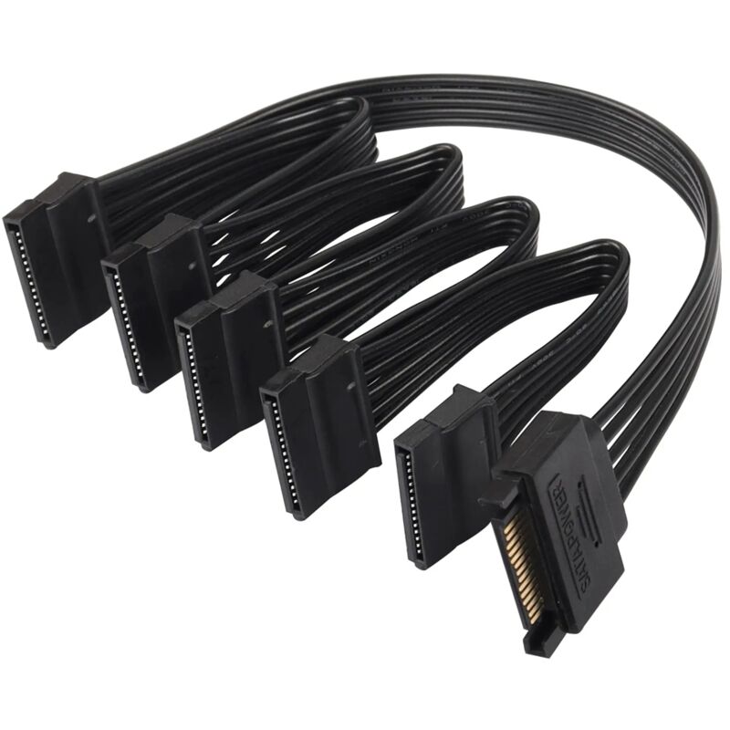 15-Poliger -Stromverteiler, 1 auf 5, für Festplatten, HDD, SSD, Stromversorgungskabel, Verlängerungskabel, Festplatten-Erweiterungskabel